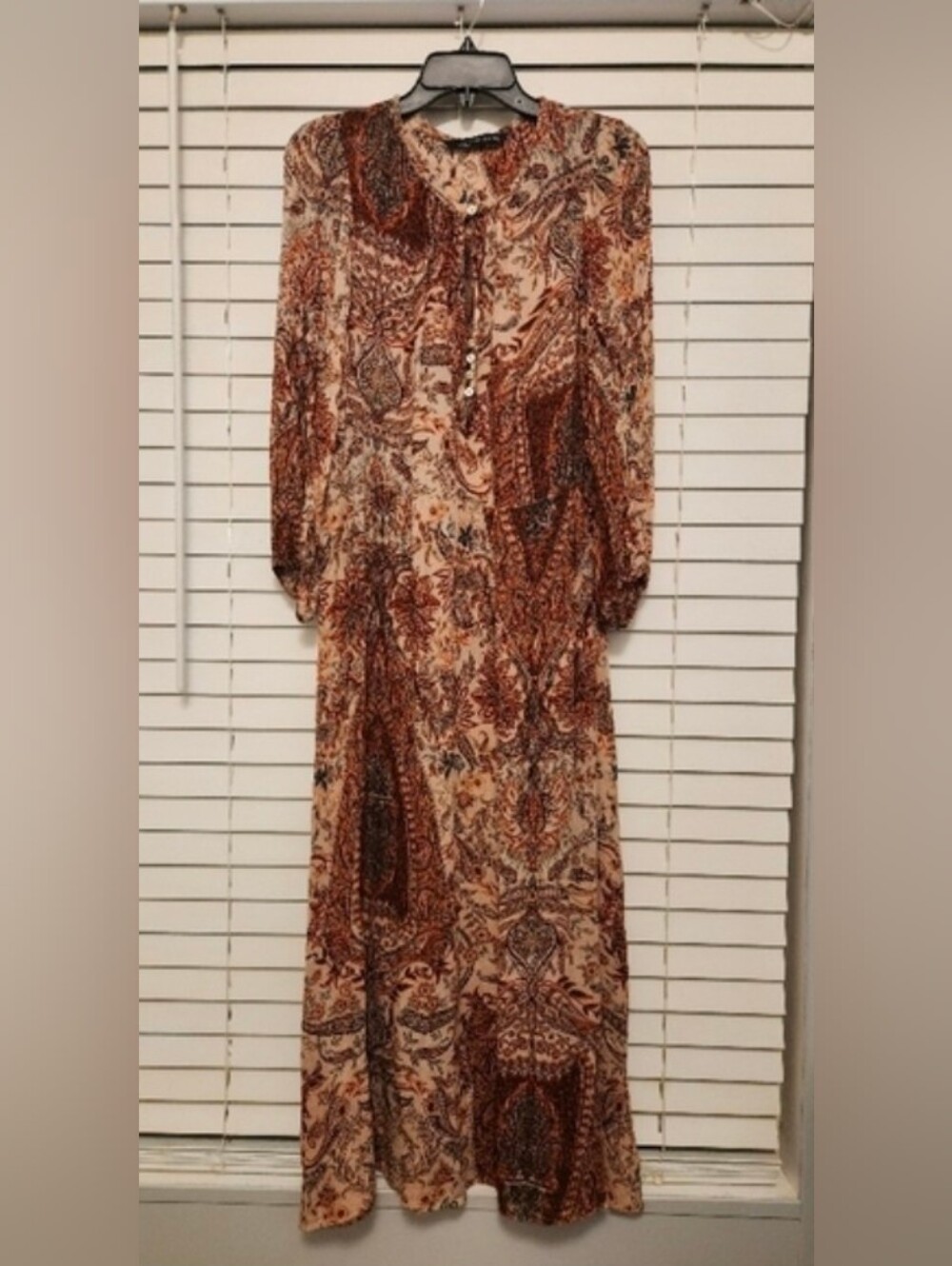 Zara Woman Paisley Print Maxi Flowy Boho Dress Size XS Festival! Hippie!